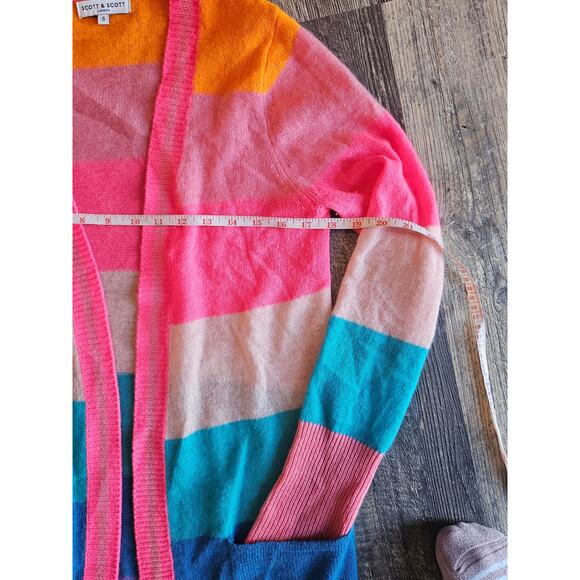 Scott & Scott London pink rainbow open cashmere cardigan Womens small bright - Picture 5 of 7